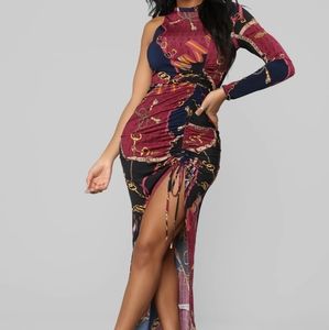 Chained to your love one sleeve dress